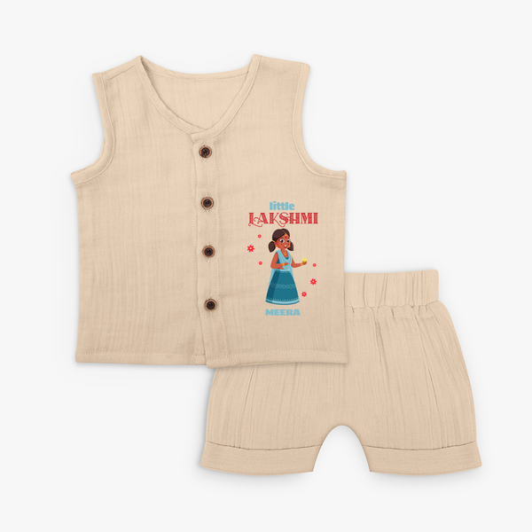 Little Lakshimi - Customized Jabla Set For Kids - CREAM - 0 - 3 Months Old (Chest 9.8")