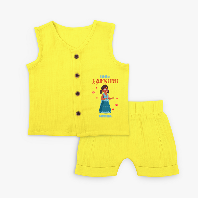 Little Lakshimi - Customized Jabla Set For Kids - YELLOW - 0 - 3 Months Old (Chest 9.8")