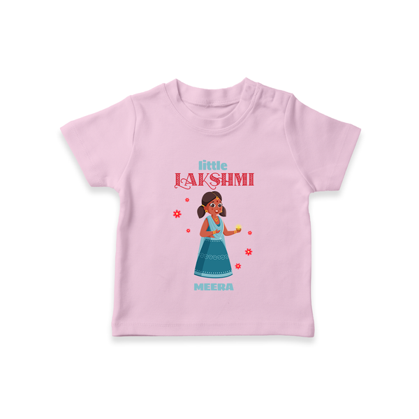 Little Lakshimi - Customized T-Shirt For Kids - PINK - 0-5 Months Old (Chest 17")