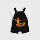 Little Star Of Diwali - Customized Dungaree Set For Kids - BLACK - 0 - 5 Months Old (Chest 18")