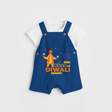 Little Star Of Diwali - Customized Dungaree Set For Kids - COBALT BLUE - 0 - 5 Months Old (Chest 18")