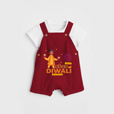 Little Star Of Diwali - Customized Dungaree Set For Kids - RED - 0 - 5 Months Old (Chest 18")