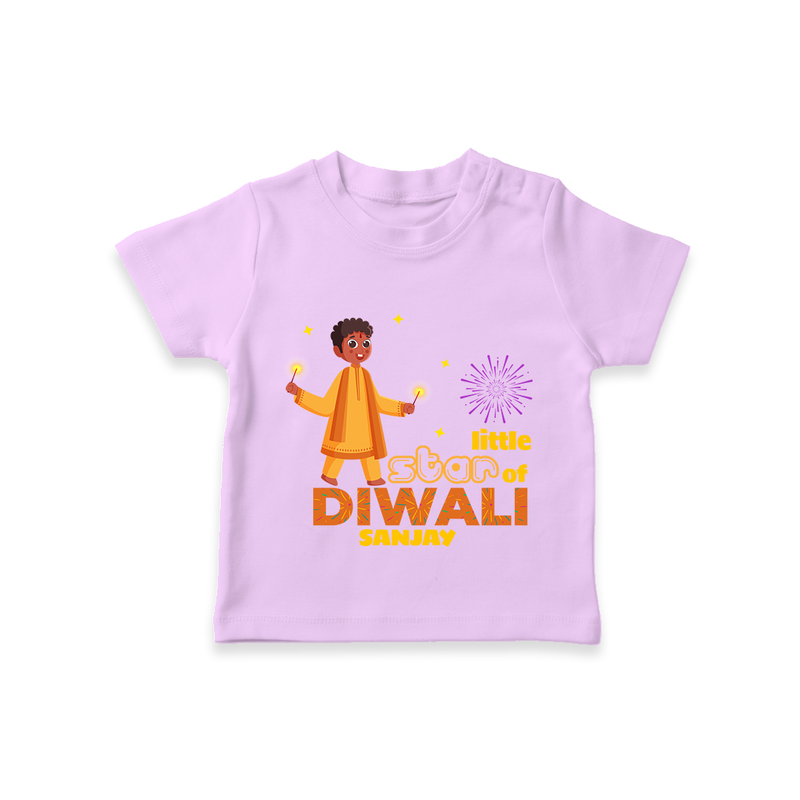 Little Star Of Diwali - Customized T-Shirt For Kids - LILAC - 0-5 Months Old (Chest 17")