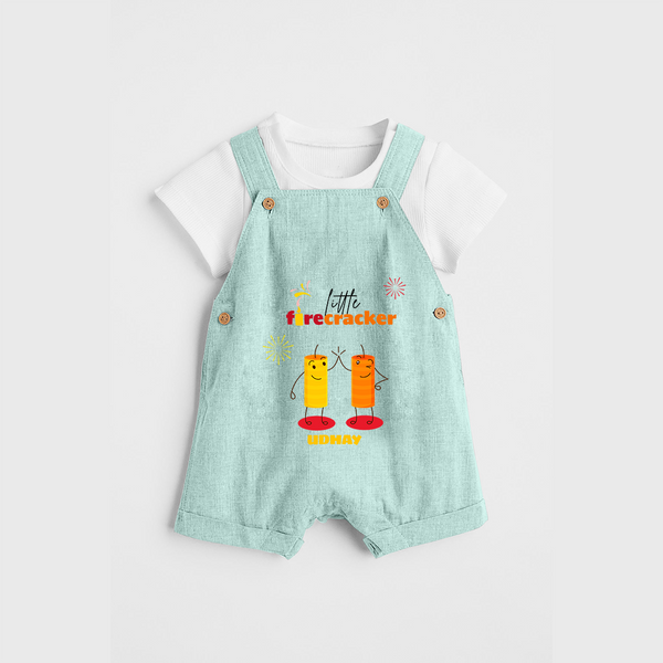 Little Fire Cracker - Customized Dungaree Set For Kids - ARCTIC BLUE - 0 - 5 Months Old (Chest 18")