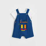 Little Fire Cracker - Customized Dungaree Set For Kids - COBALT BLUE - 0 - 5 Months Old (Chest 18")