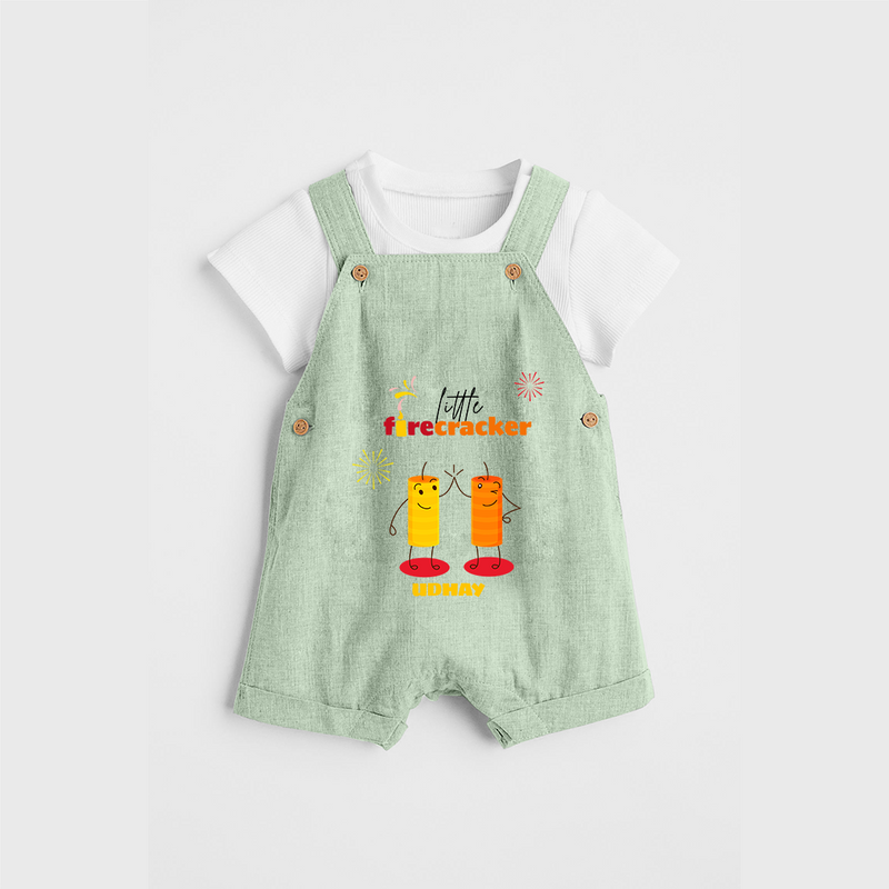 Little Fire Cracker - Customized Dungaree Set For Kids - MINT GREEN - 0 - 5 Months Old (Chest 18")