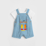 Little Fire Cracker - Customized Dungaree Set For Kids - SKY BLUE - 0 - 5 Months Old (Chest 18")