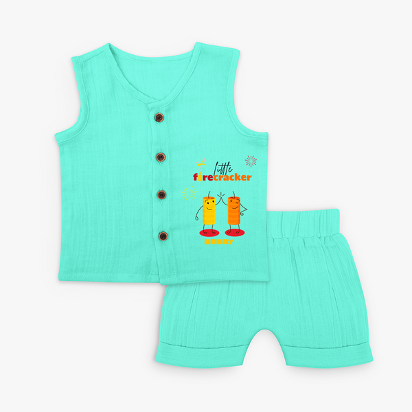 Little Fire Cracker - Customized Jabla Set For Kids - AQUA GREEN - 0 - 3 Months Old (Chest 9.8")