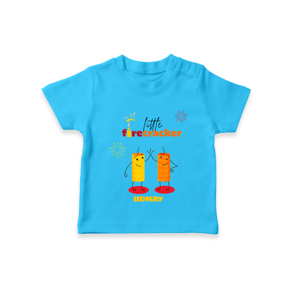 Little Fire Cracker - Customized T-Shirt For Kids - SKY BLUE - 0-5 Months Old (Chest 17")