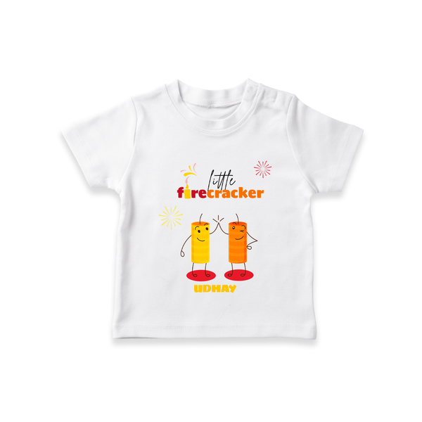 Little Fire Cracker - Customized T-Shirt For Kids - WHITE - 0-5 Months Old (Chest 17")