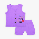 Little Fire Cracker - Customized Crackers Themed Jabla Set For Kids - PURPLE - 0 - 3 Months Old (Chest 9.8")