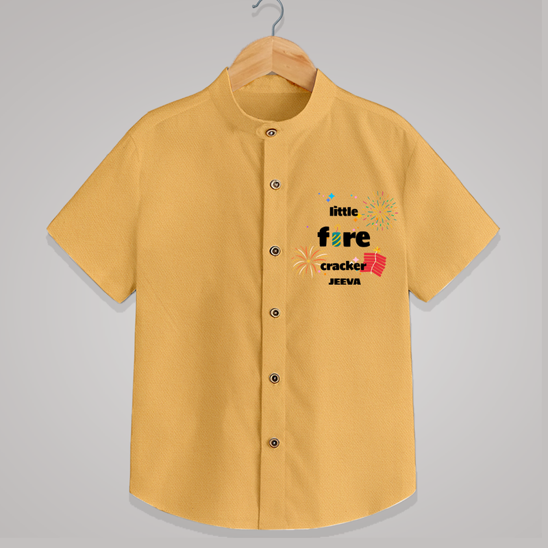 Little Fire Cracker - Customized Crackers Themed Shirt For Kids - PASTEL YELLOW - 0 - 6 Months Old (Chest 23")