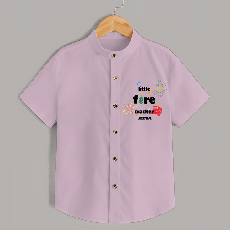 Little Fire Cracker - Customized Crackers Themed Shirt For Kids - PINK - 0 - 6 Months Old (Chest 23")