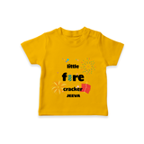 Little Fire Cracker - Customized Crackers Themed T-Shirt For Kids - CHROME YELLOW - 0-5 Months Old (Chest 17")