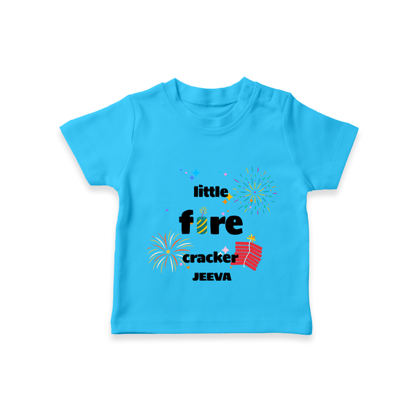 Little Fire Cracker - Customized Crackers Themed T-Shirt For Kids - SKY BLUE - 0-5 Months Old (Chest 17")