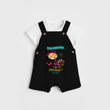 Its Time For Sweets And Crackers - Customized Dungaree Set For Kids - BLACK - 0 - 5 Months Old (Chest 18")