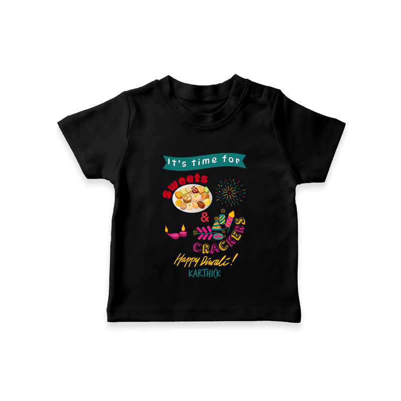 Its Time For Sweets And Crackers - Customized T-Shirt For Kids - BLACK - 0-5 Months Old (Chest 17")