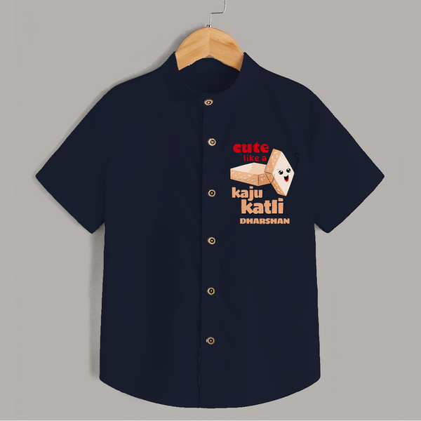 Cute Like A Kaju Katli - Customized Shirt For Kids - NAVY BLUE - 0 - 6 Months Old (Chest 23")