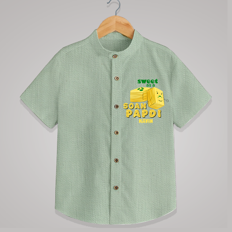 Sweet As A Soan Papdi - Customized Shirt For Kids - MINT GREEN - 0 - 6 Months Old (Chest 23")