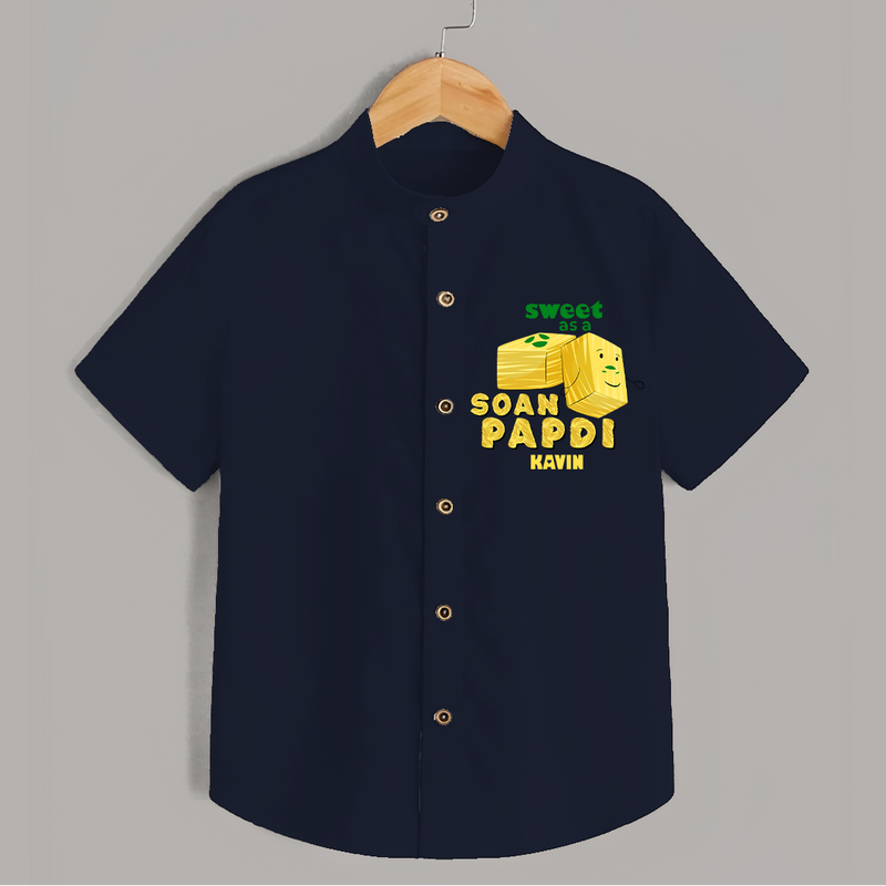 Sweet As A Soan Papdi - Customized Shirt For Kids - NAVY BLUE - 0 - 6 Months Old (Chest 23")