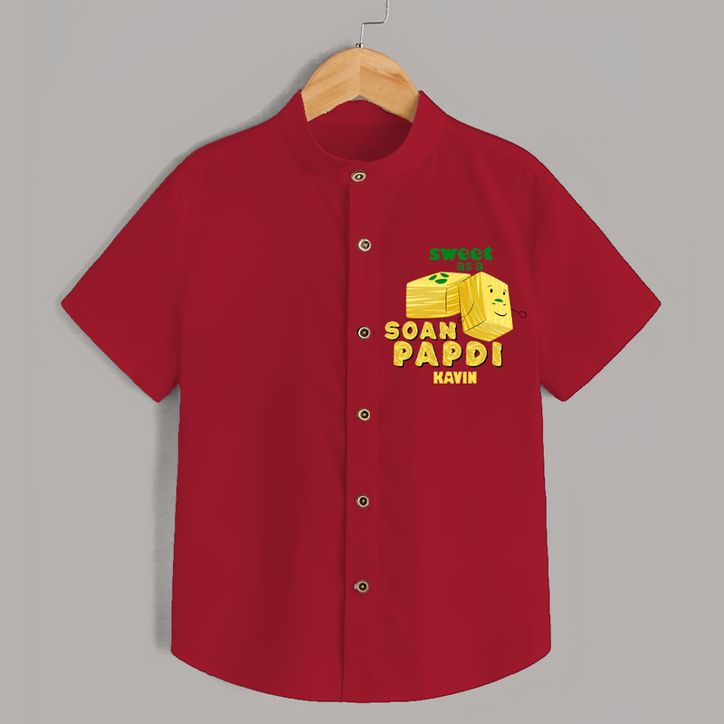 Sweet As A Soan Papdi - Customized Shirt For Kids - RED - 0 - 6 Months Old (Chest 23")