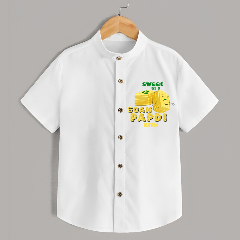 Sweet As A Soan Papdi - Customized Shirt For Kids - WHITE - 0 - 6 Months Old (Chest 23")