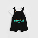 Celebrating Diwali - Customized Dungaree Set For Kids - BLACK - 0 - 5 Months Old (Chest 18")