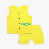 Celebrating Diwali - Customized Jabla Set For Kids - YELLOW - 0 - 3 Months Old (Chest 9.8")