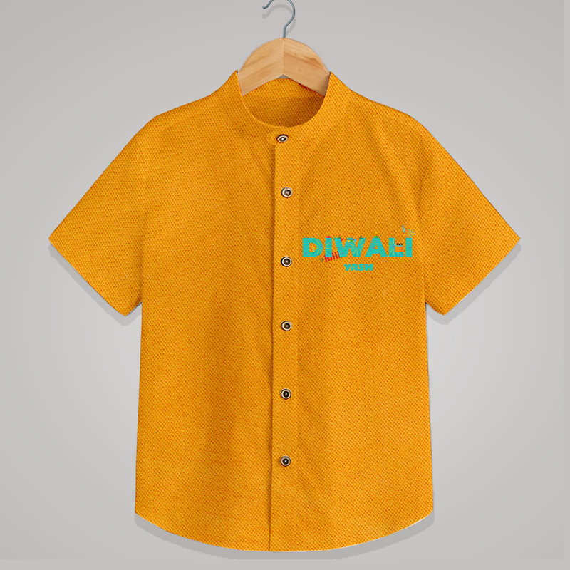 Celebrating Diwali - Customized Shirt For Kids - CHROME YELLOW - 0 - 6 Months Old (Chest 23")