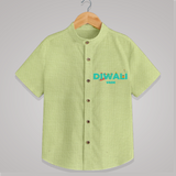 Celebrating Diwali - Customized Shirt For Kids - PASTEL GREEN - 0 - 6 Months Old (Chest 23")