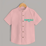 Celebrating Diwali - Customized Shirt For Kids - PEACH - 0 - 6 Months Old (Chest 23")