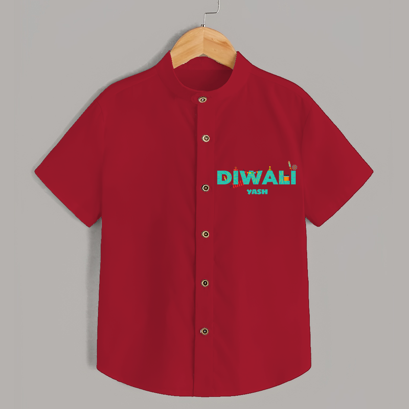 Celebrating Diwali - Customized Shirt For Kids - RED - 0 - 6 Months Old (Chest 23")