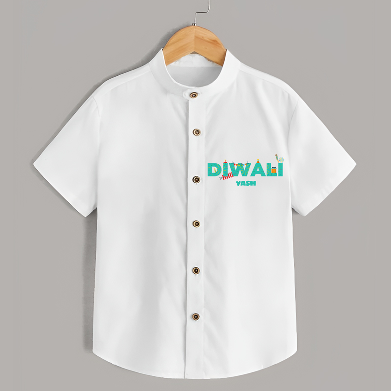 Celebrating Diwali - Customized Shirt For Kids - WHITE - 0 - 6 Months Old (Chest 23")