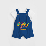 Happy Diwali , Festival Of Lights - Customized Dungaree Set For Kids - COBALT BLUE - 0 - 5 Months Old (Chest 18")