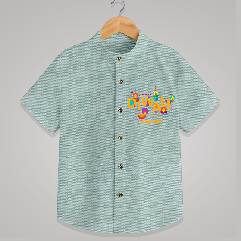 Happy Diwali , Festival Of Lights - Customized Shirt For Kids - ARCTIC BLUE - 0 - 6 Months Old (Chest 23")