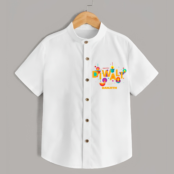 Happy Diwali , Festival Of Lights - Customized Shirt For Kids - WHITE - 0 - 6 Months Old (Chest 23")