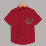 Happy Diwali , Celebrating This Diwali With Crackers - Customized Shirt For Kids - RED - 0 - 6 Months Old (Chest 23")