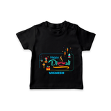 Happy Diwali , Celebrating This Diwali With Crackers - Customized T-Shirt For Kids - BLACK - 0-5 Months Old (Chest 17")