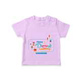 Happy Diwali , Celebrating This Diwali With Crackers - Customized T-Shirt For Kids - LILAC - 0-5 Months Old (Chest 17")