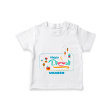 Happy Diwali , Celebrating This Diwali With Crackers - Customized T-Shirt For Kids - WHITE - 0-5 Months Old (Chest 17")