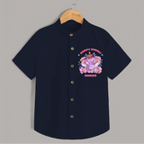 Happy Diwali With Cute little Elephant - Customized Shirt For Kids - NAVY BLUE - 0 - 6 Months Old (Chest 23")