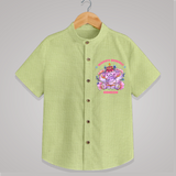 Happy Diwali With Cute little Elephant - Customized Shirt For Kids - PASTEL GREEN - 0 - 6 Months Old (Chest 23")