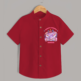 Happy Diwali With Cute little Elephant - Customized Shirt For Kids - RED - 0 - 6 Months Old (Chest 23")