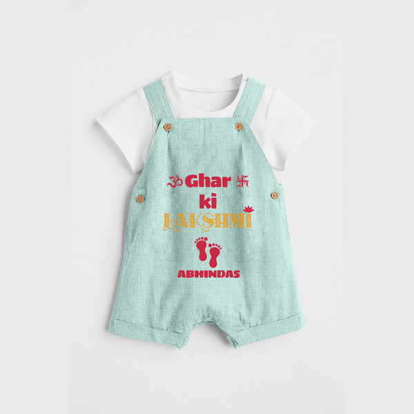 Ghar Ki Lakshimi - Customized Dungaree Set For Kids - ARCTIC BLUE - 0 - 5 Months Old (Chest 18")