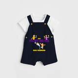 My First Diwali - Customized Dungaree Set For Kids - NAVY BLUE - 0 - 5 Months Old (Chest 18")