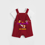 My First Diwali - Customized Dungaree Set For Kids - RED - 0 - 5 Months Old (Chest 18")