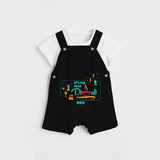 Its My First Diwali - Customized Dungaree Set For Kids - BLACK - 0 - 5 Months Old (Chest 18")