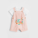 Its My First Diwali - Customized Dungaree Set For Kids - PEACH - 0 - 5 Months Old (Chest 18")