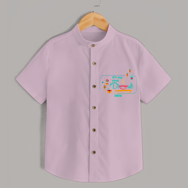 Its My First Diwali - Customized Shirt For Kids - PINK - 0 - 6 Months Old (Chest 23")