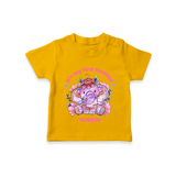 Its My First Diwali With Cute Little Elephant - Customized T-Shirt For Kids - CHROME YELLOW - 0-5 Months Old (Chest 17")